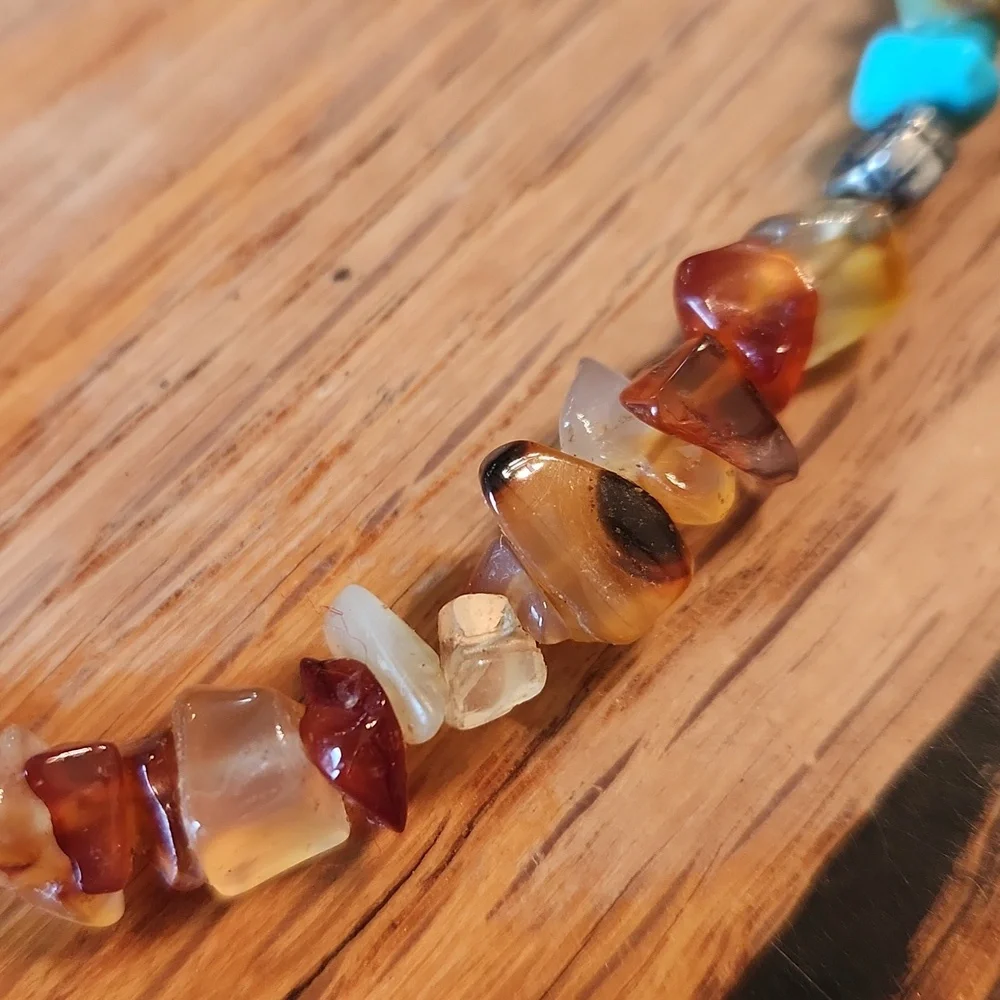 Native American Turquoise Tiger Eye Amber Necklace 17.5" - Picture 2 of 15